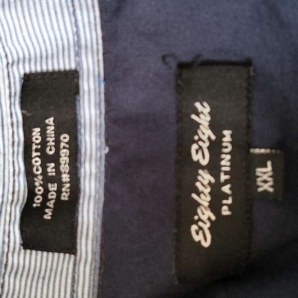 Eighty Eight Platinum blue striped button down shirt with navy seam detail - Picture 10 of 10